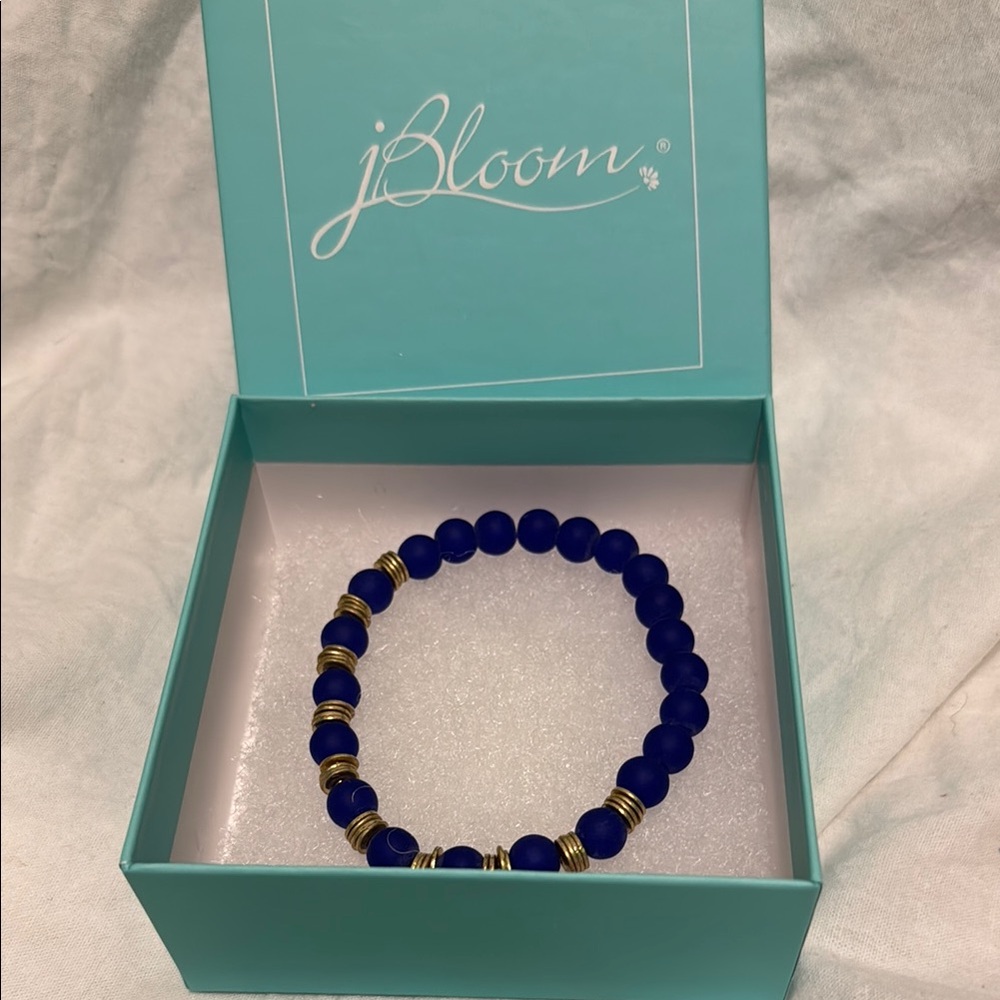 Jbloom Blue and Gold Beaded Bracelet